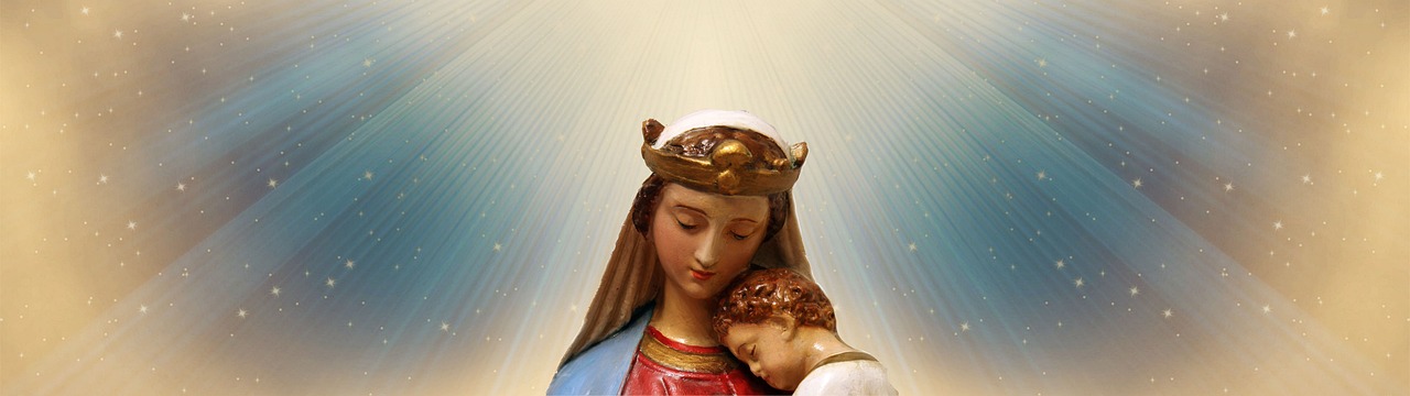 Estátua de Nossa Senhora com o Menino Jesus, símbolo da maternidade divina de Maria