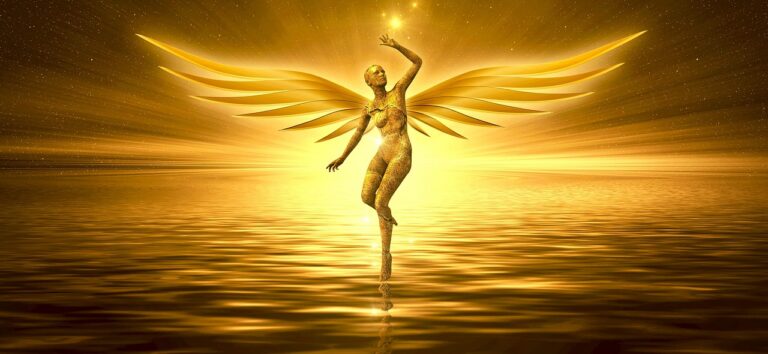 Anjo com asas e luz dourada, símbolo do Santo Anjo da Guarda
