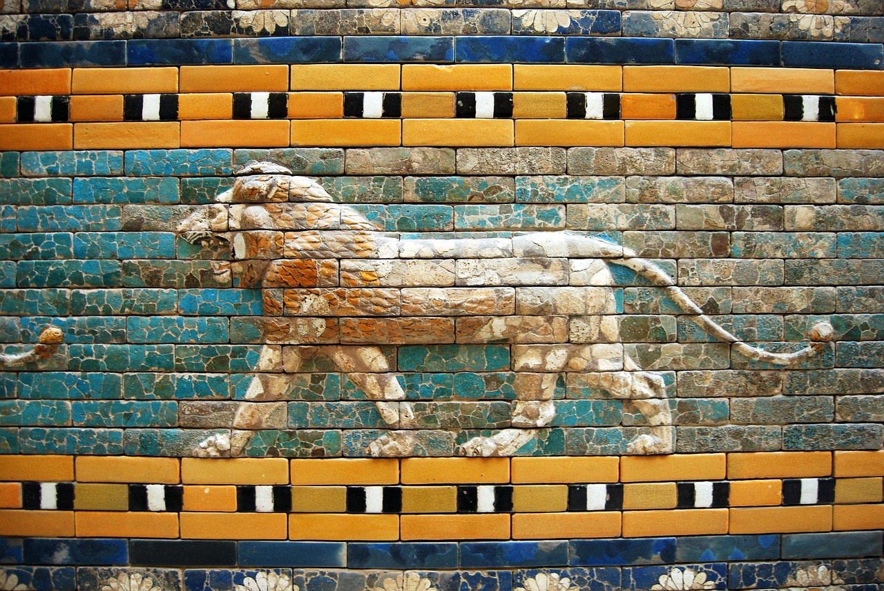Mosaico do leão babilônico antigo, referência histórica a Nabucodonosor